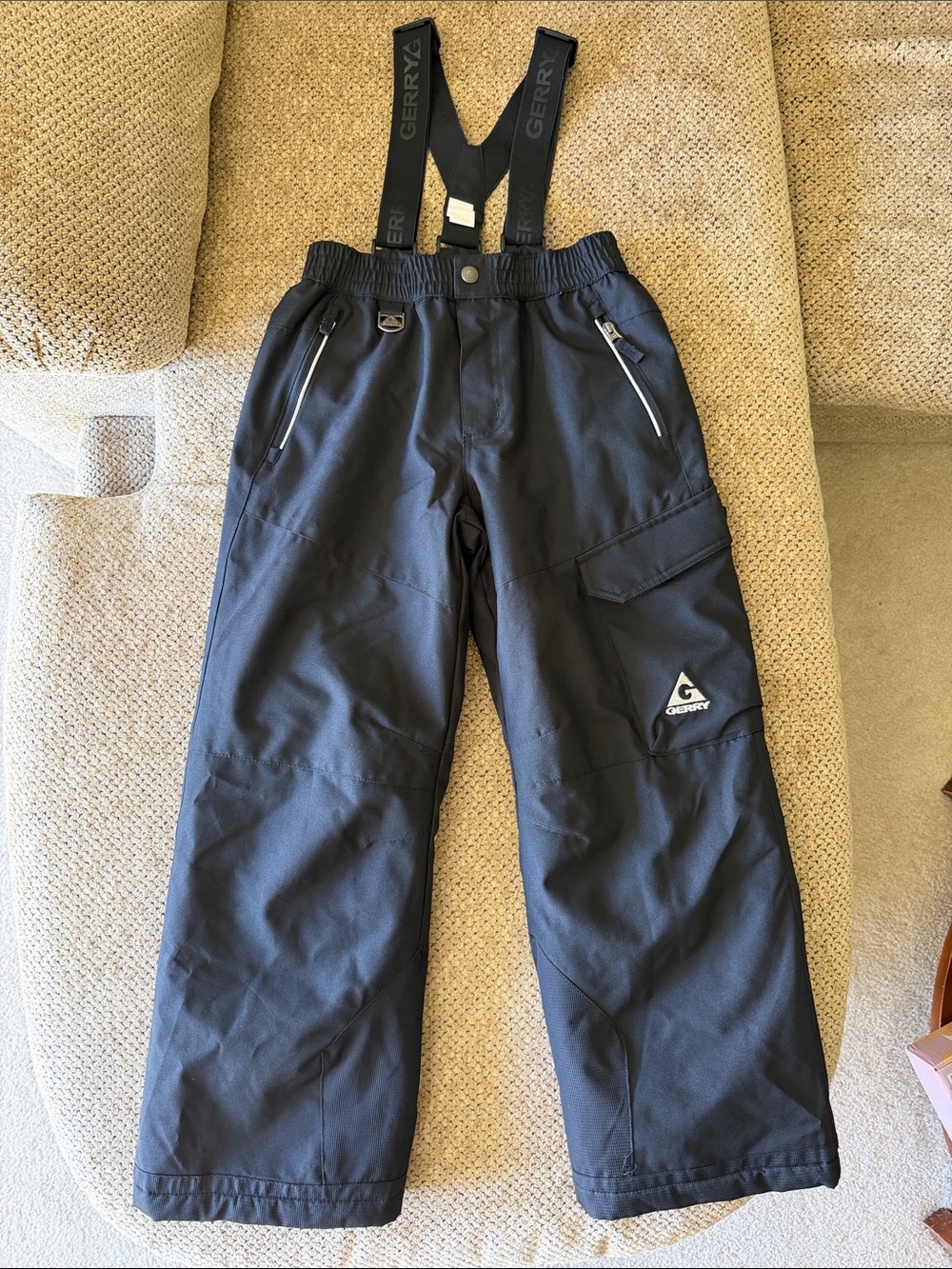 Gerry Kids M(10/12) Black Winter Overalls with Adjustable/Removable Suspenders